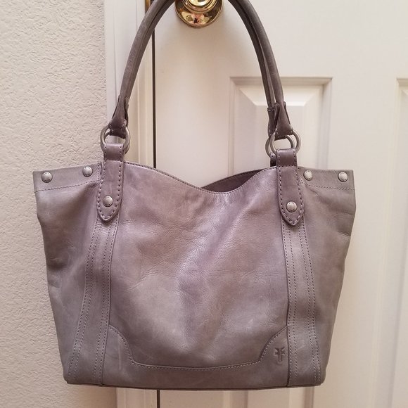 Frye Handbags - Frye Melissa Leather Shoulder Bag Ice Grey